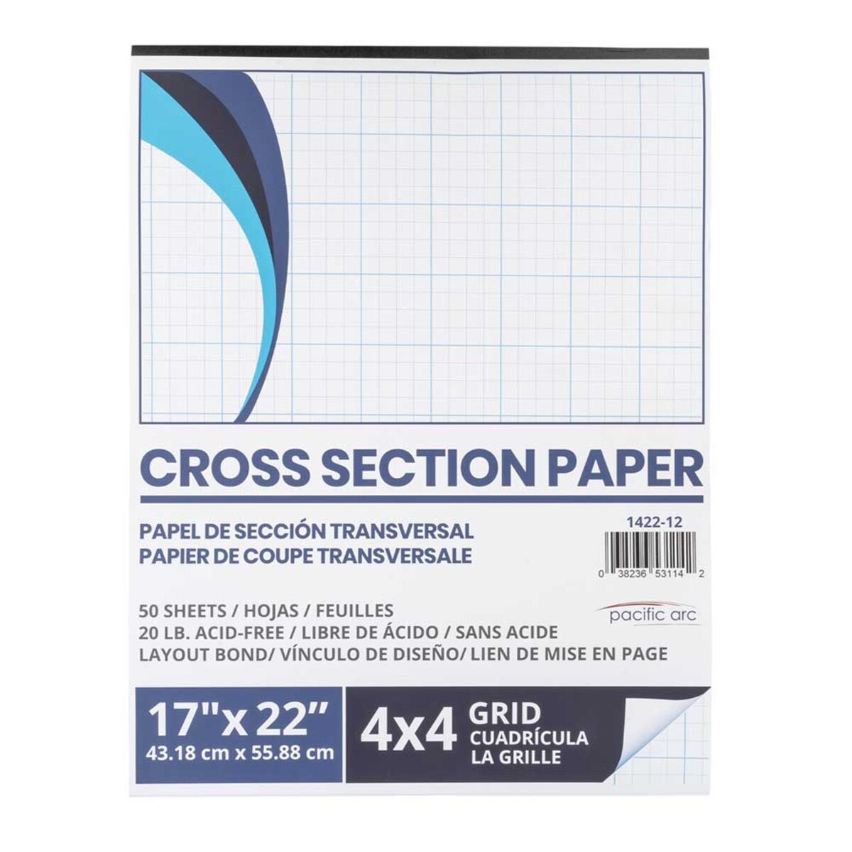 Pacific Arc Cross Section Paper 17" x 22" 4 x 4 grid